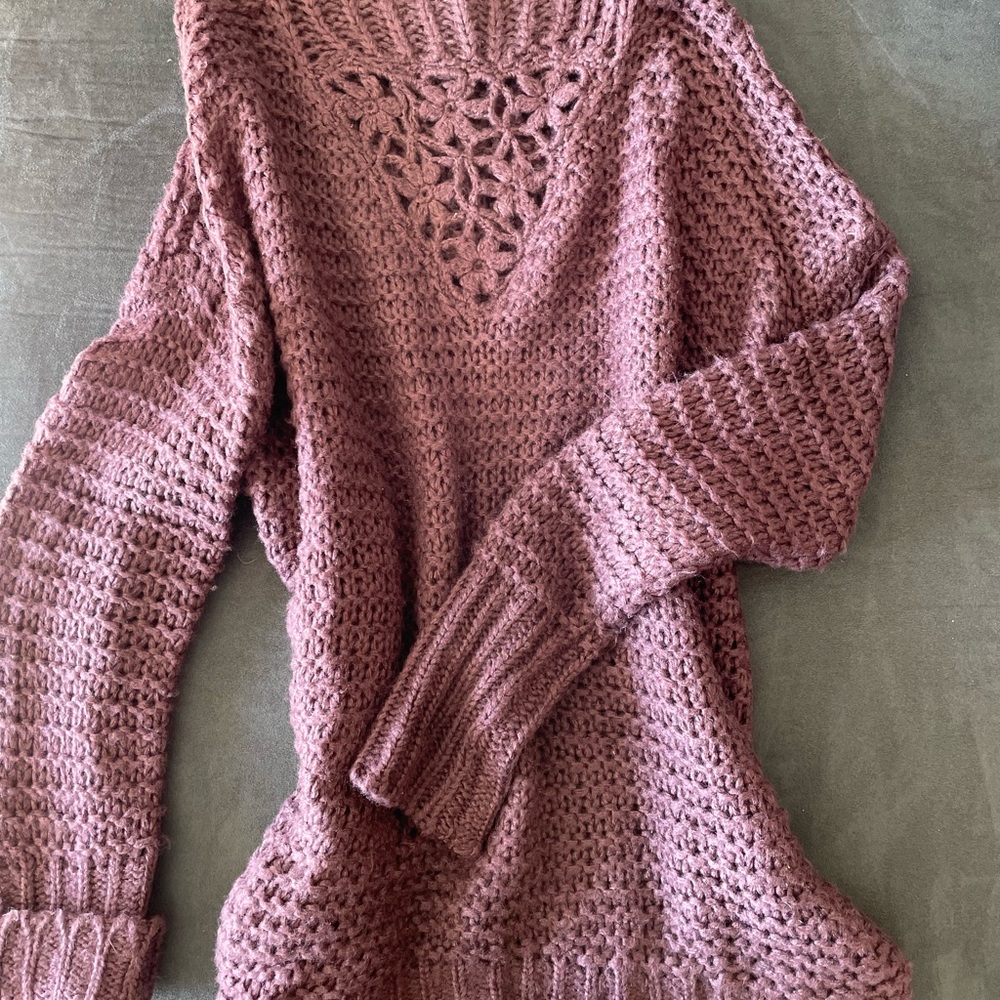 Dusty pink detailed sweater dress